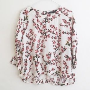 ZARA Cherry Blossom Blouse - Small